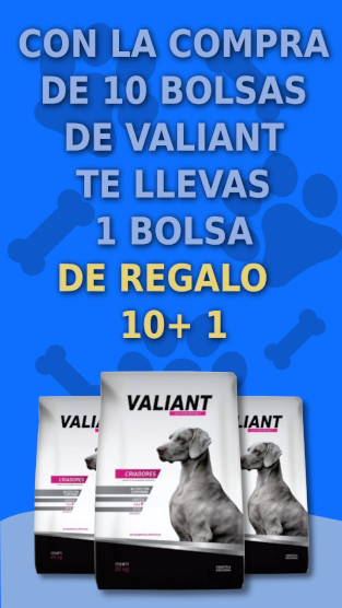 Con la compra de 10 bolsas de Valiant Criadores te llevas 1 bolsa de regalo. Pilar. Buenos Aires. Distribuidora de alimentos balanceados para gatos y perros. Forrajeria del Pilar.